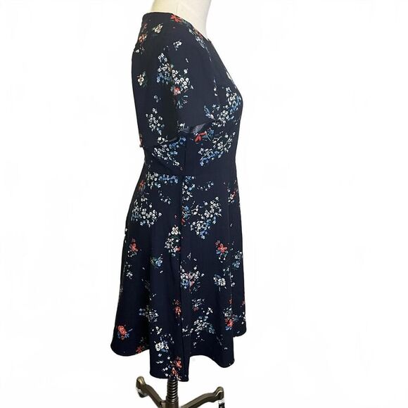 Banana Republic Women's Size 0 Navy Blue Floral Fit and Flare Mini Dress - Picture 4 of 12